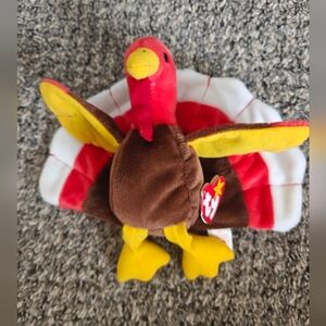TY Beanie Baby GOBBLES Turkey RARE 1997 RETIRED Tag Fell Off